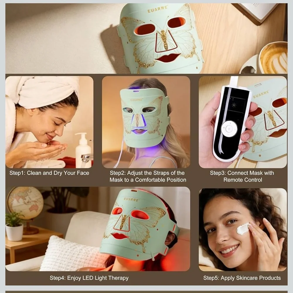 Red Light Therapy Facial Mask 324 LEDs and 4 mode light therapy mask - Picture 7 of 8